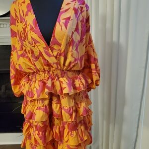 Vibrant Floral Ruffle Dress